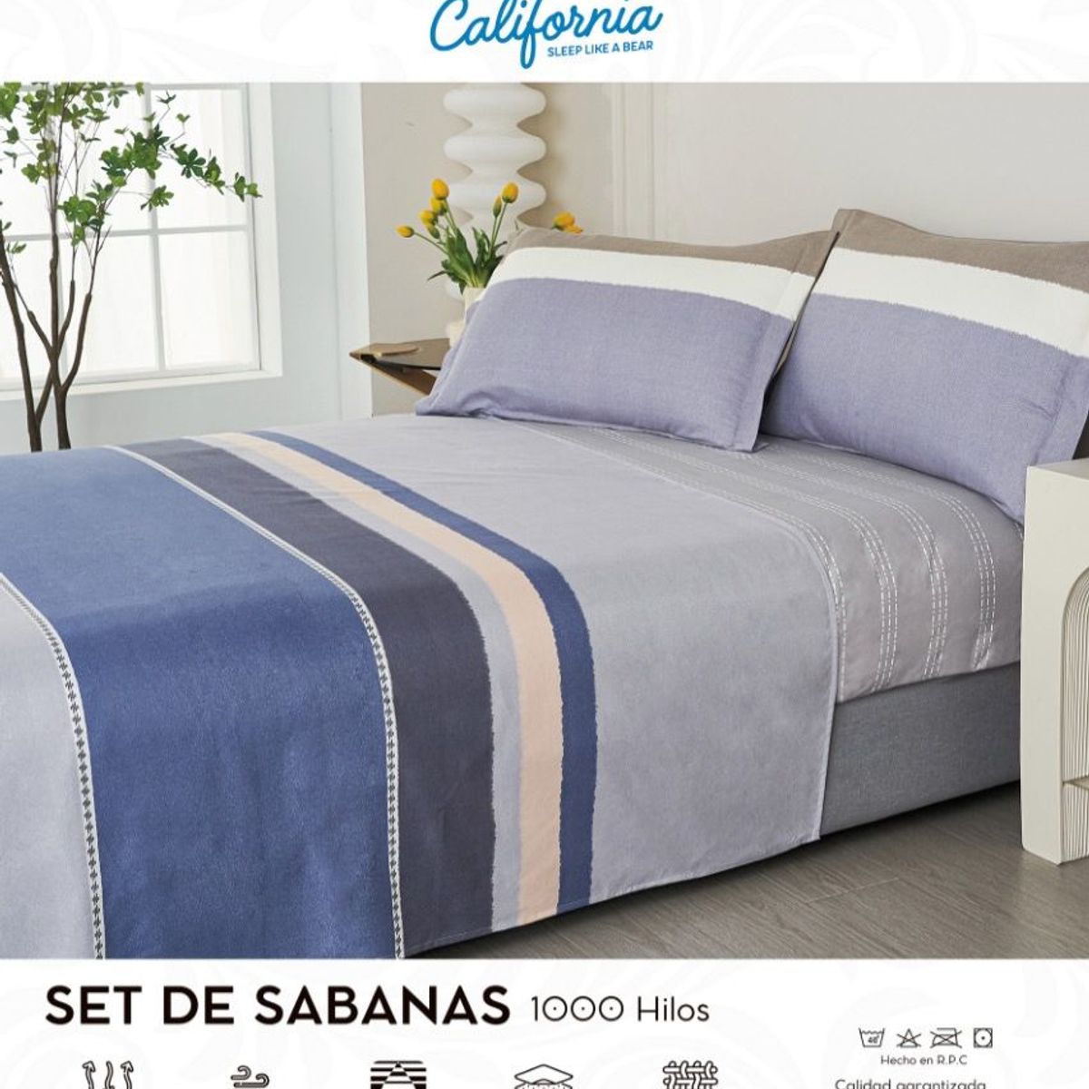 CALIFORNIA - Set de Sabana 2 Pz de 4 Pieza 100% Algodón