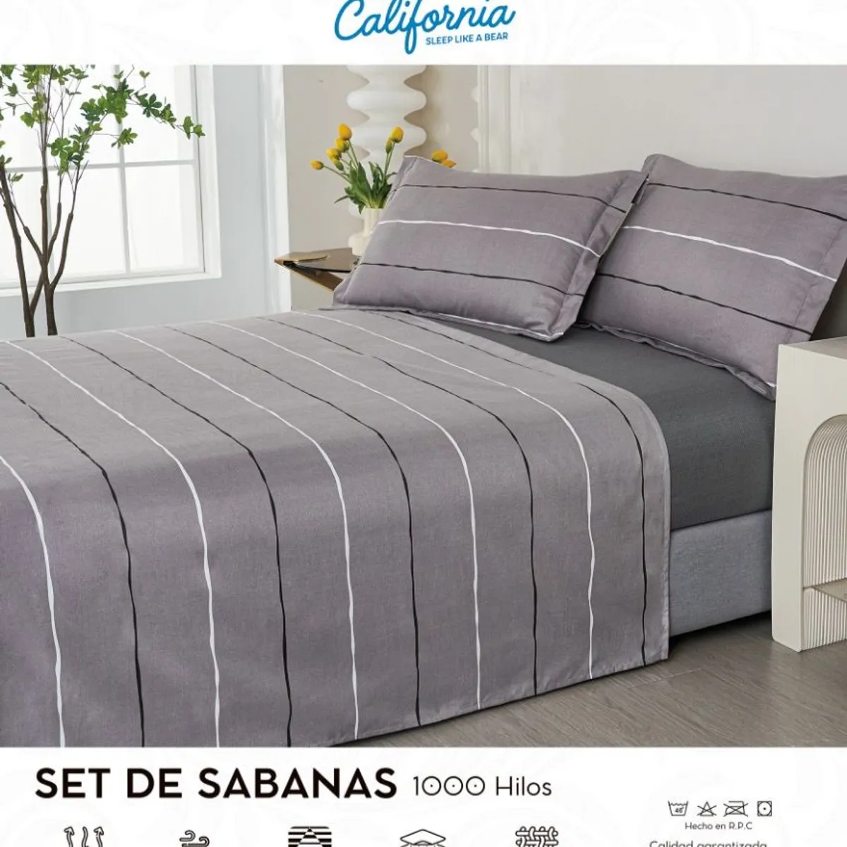 CALIFORNIA - Set de Sabana 2 Pz de 4 Pieza 100% Algodón