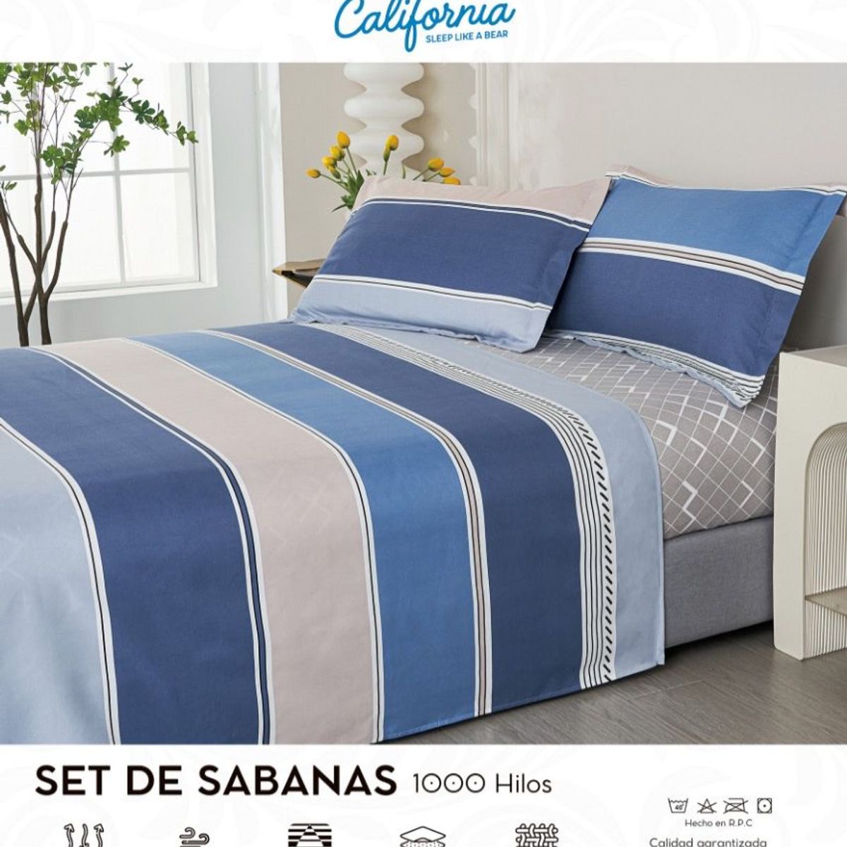 CALIFORNIA - Set de Sabana 2 Pz de 4 Pieza 100% Algodón