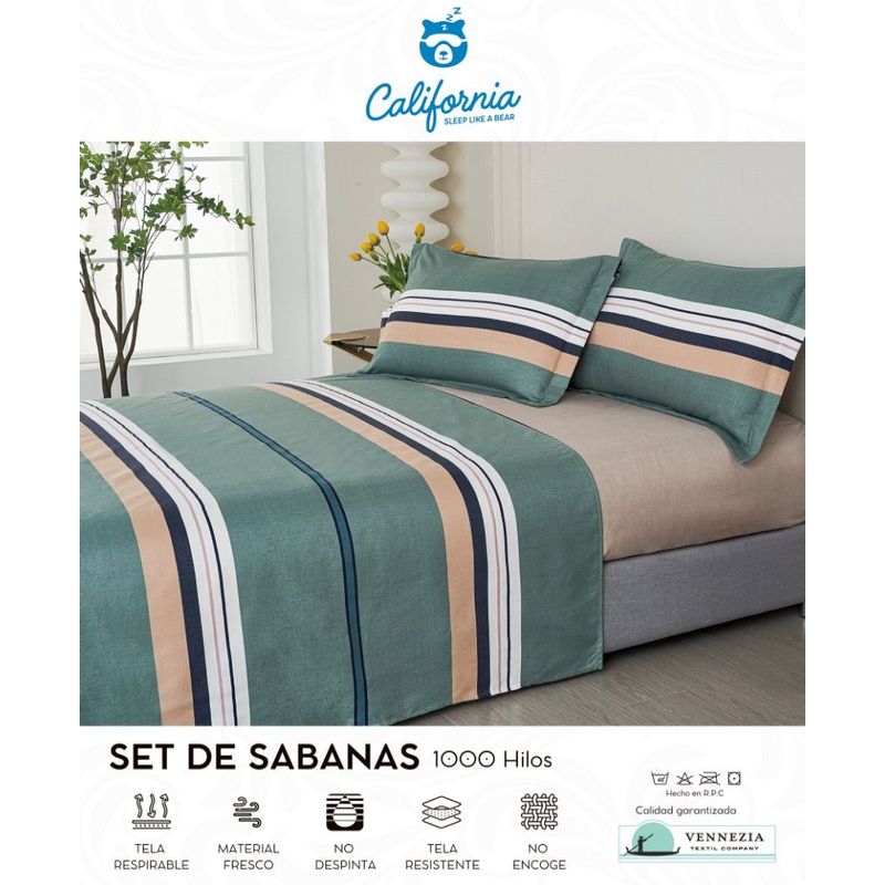 CALIFORNIA - Set de Sabana 2 Pz de 4 Pieza 100% Algodón