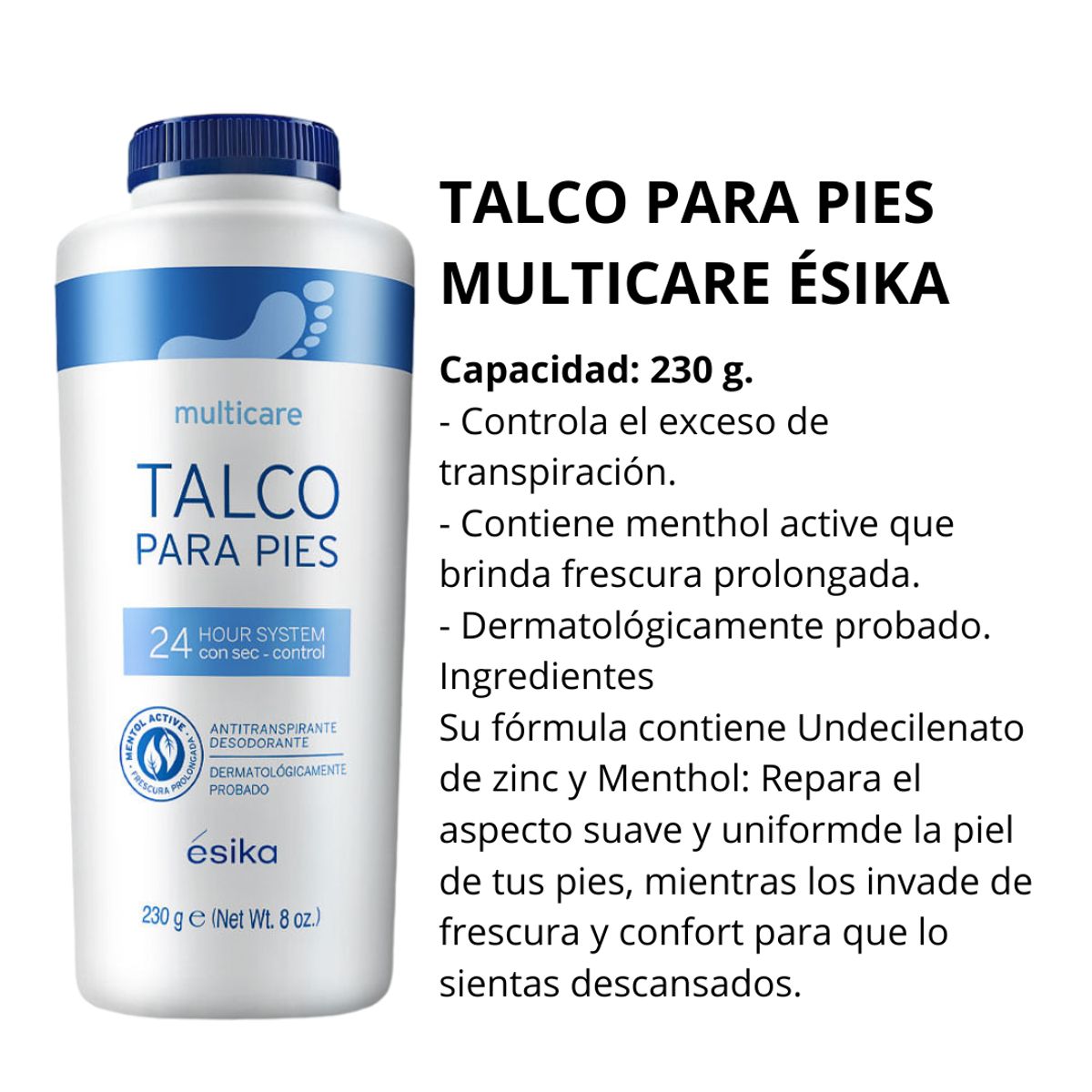 ESIKA - Talco para pies antitranspirante desodorante ésika multicare 230 g