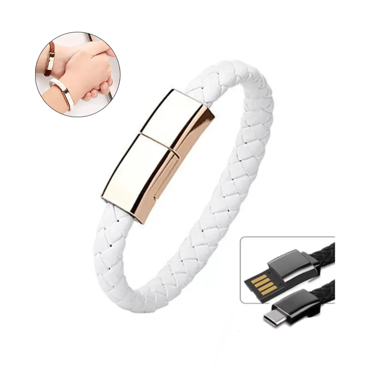 KREED - Pulsera cable USB carga rápida y datos Tipo C  Blanco