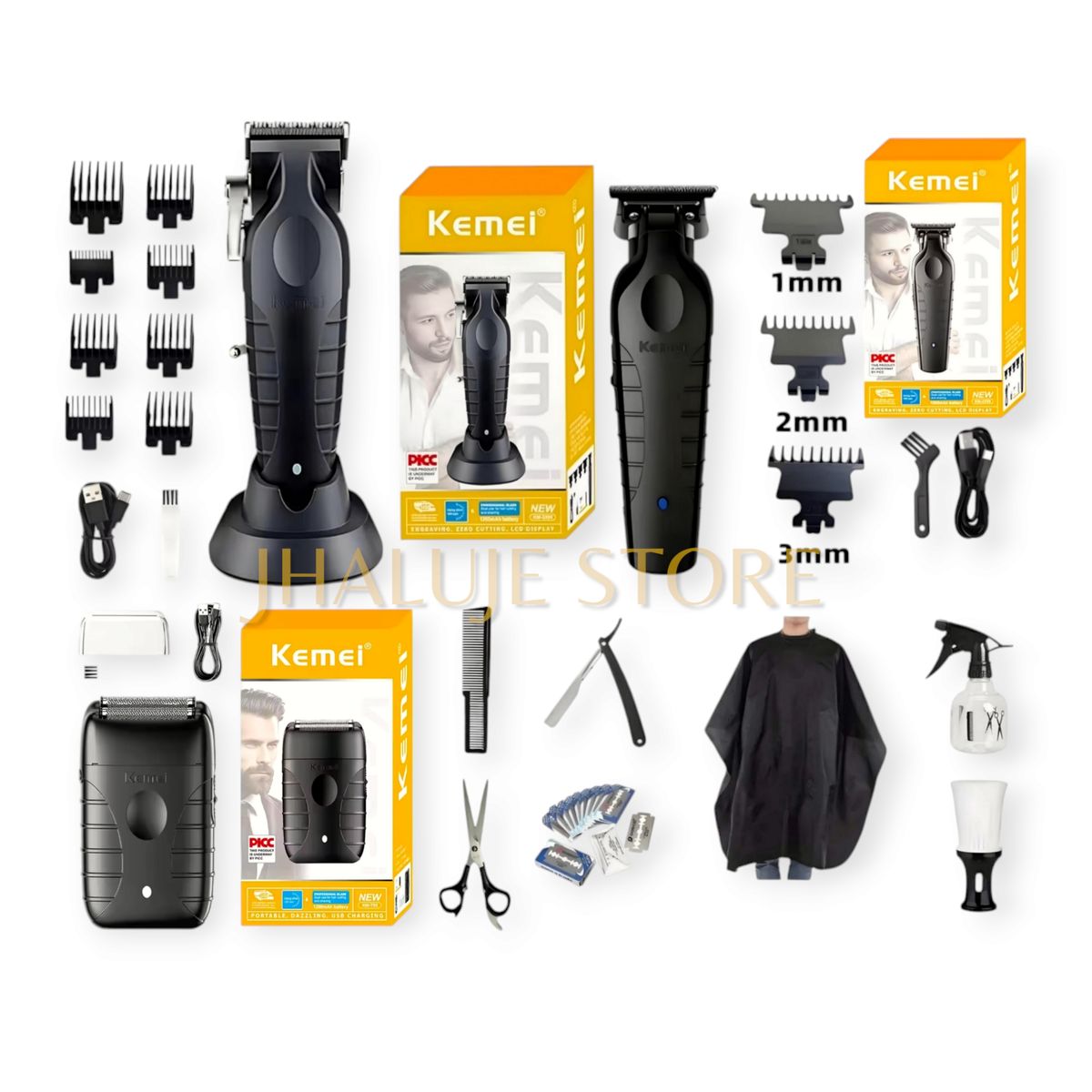 KEMEI - Cortadora de cabello Kemei km-2296 con patillera km-2299 y afeitadora