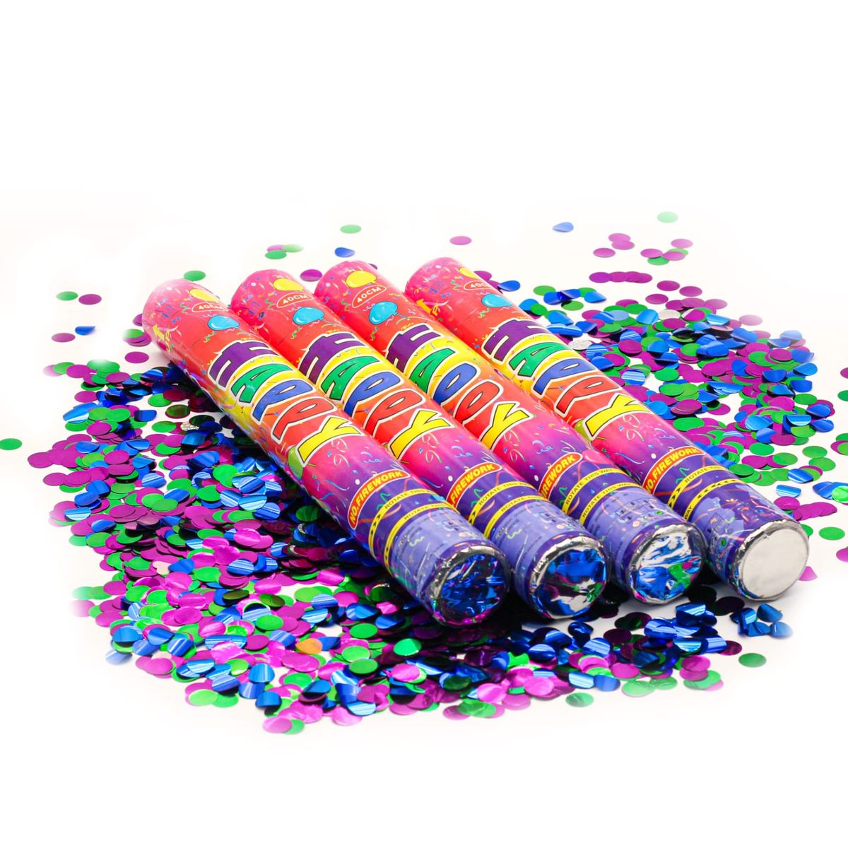 GENERICO - Lanza confeti 30 cm pack x 4 unid.