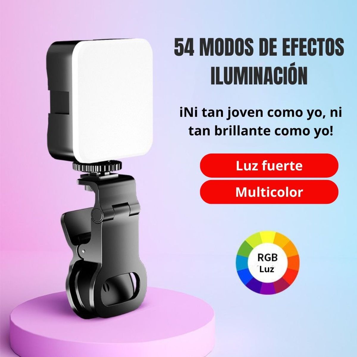 GENERICO - Mini Luz Led RGB para Video Fotografía 54 Modos Luz de Bolsillo AY-83