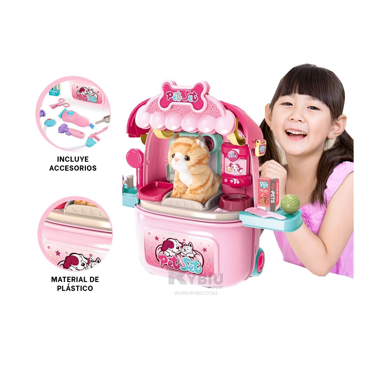 GENERICO - Kit de Veterinaria con Gato para Girls en Color Rosado