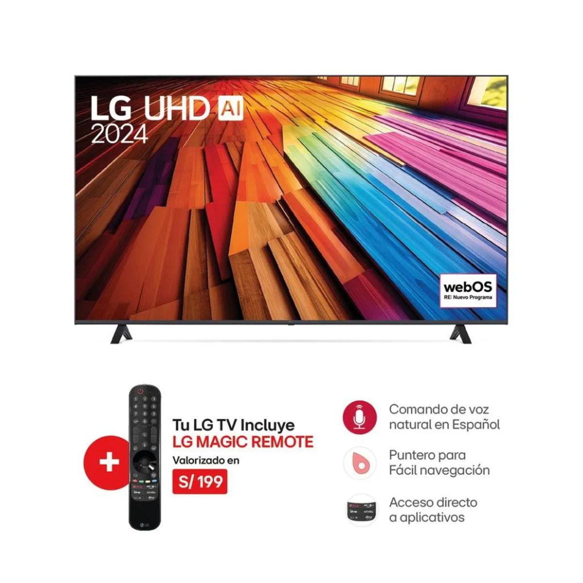 LG - Televisor 75 LG Uhd 4k Thinq Ai 75UT8050PSB 2024
