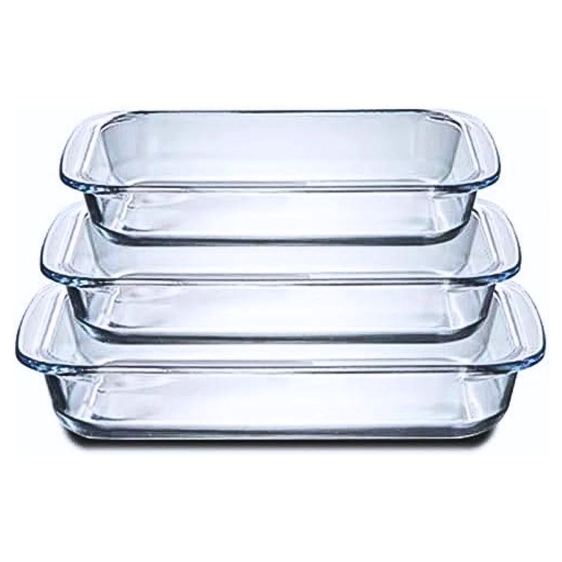 OEM - Fuente Bandeja para Horno de Vidrio Templado Pack por 3 Unidades