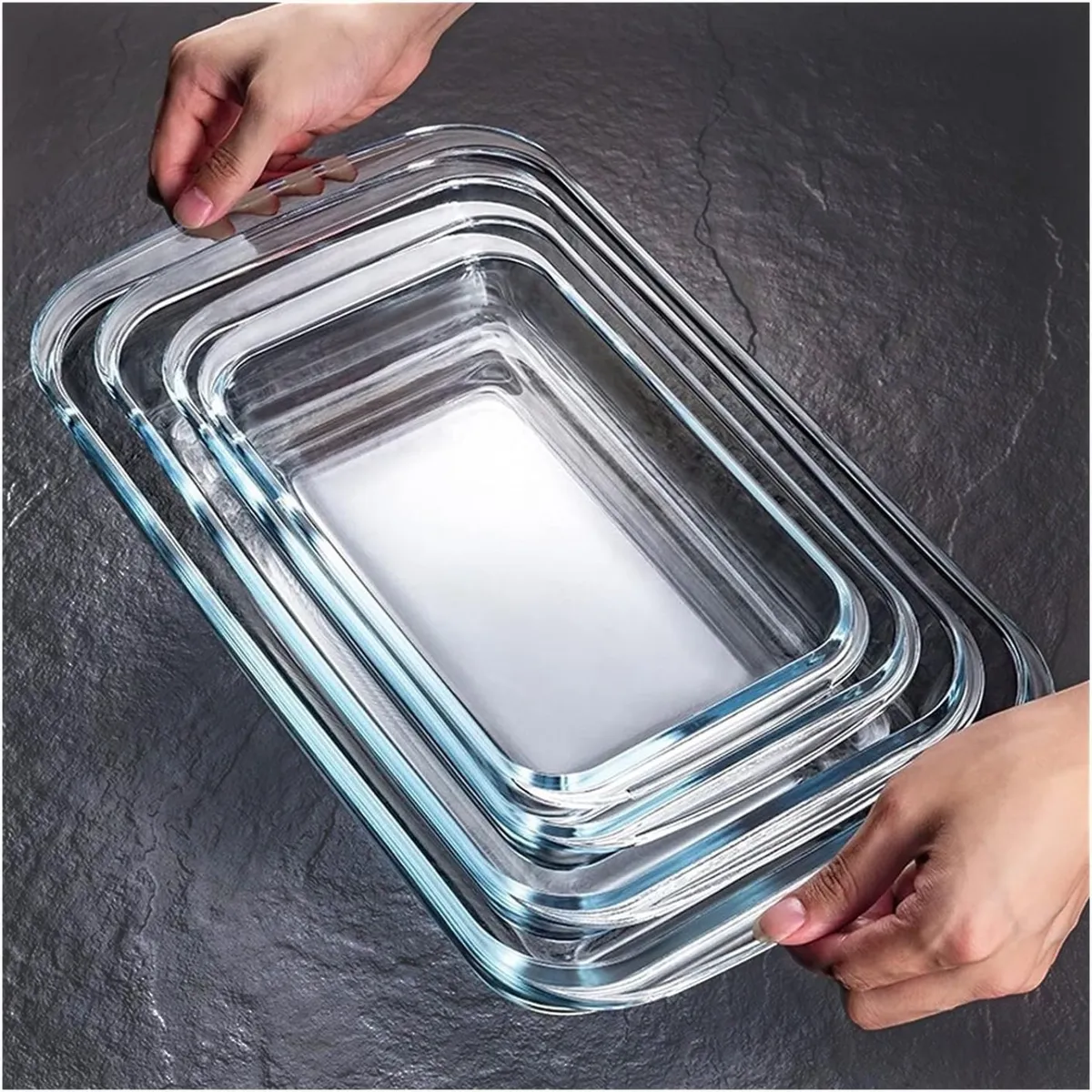 PENTHA - Fuente Bandeja para Horno de Vidrio Templado Pack por 3 Unidades