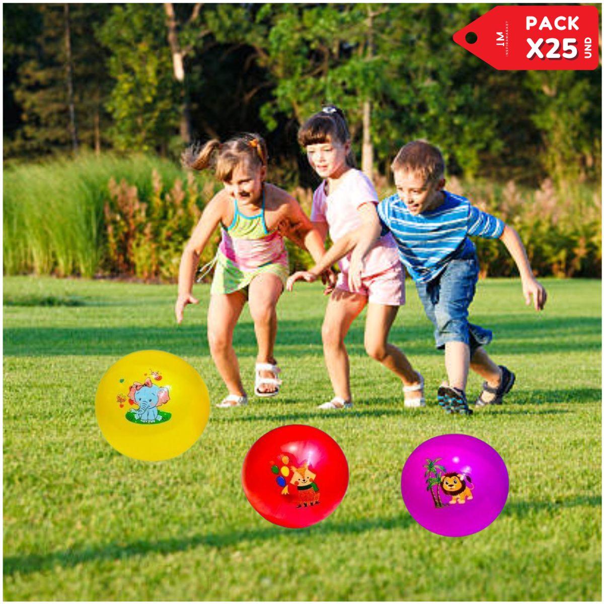 INSPIRA MARKET - Pelotas de niños animalitos colores Pack x25