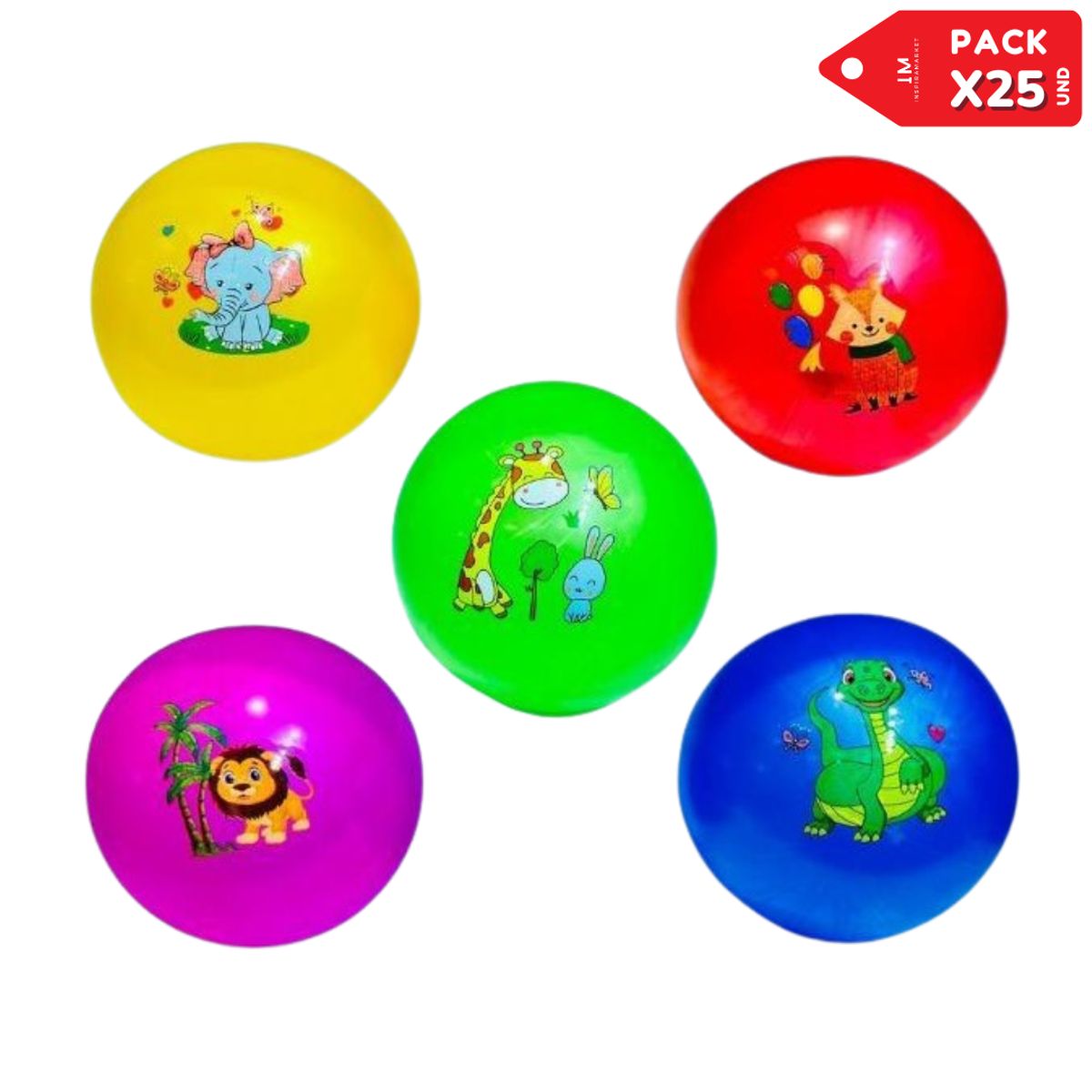 INSPIRA MARKET - Pelotas de niños animalitos colores Pack x25