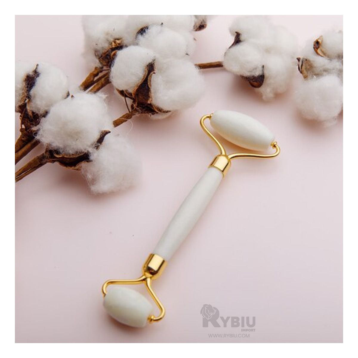 RYBIU IMPORT - Masajeador Facial Set de Dos de Jade Color Blanco