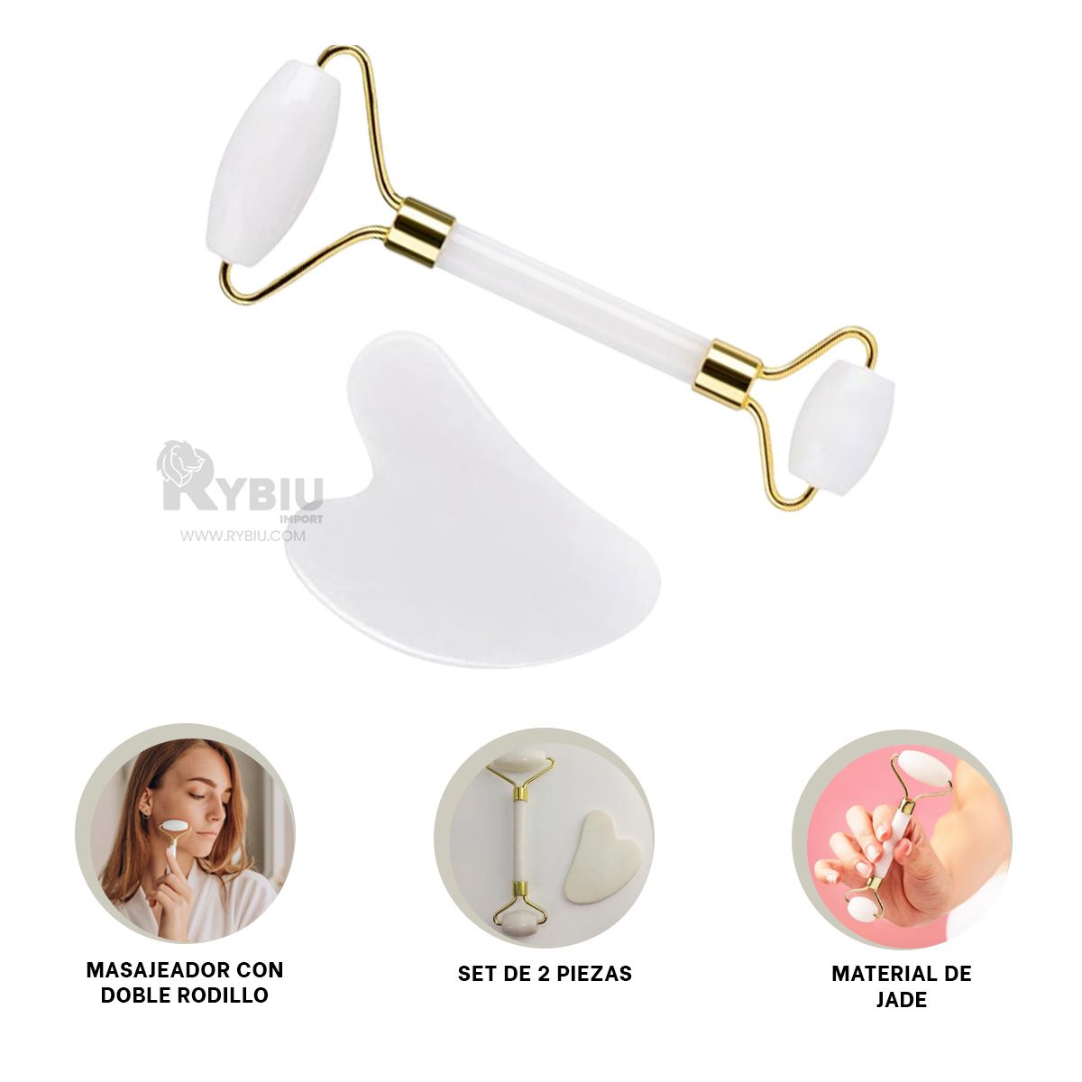 RYBIU IMPORT - Equipo para Masajes Faciales Tono Blanco Y+Post-it Adhesivos