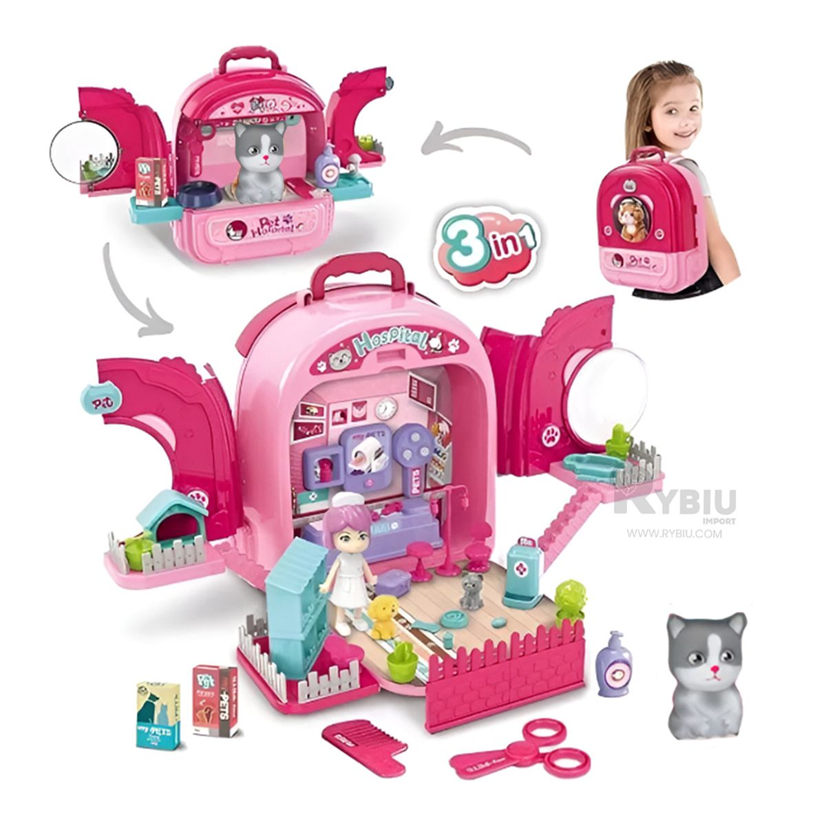 GENERICO - Kit Versatil Vet Color Rosado Y+Banderitas Adhesivas