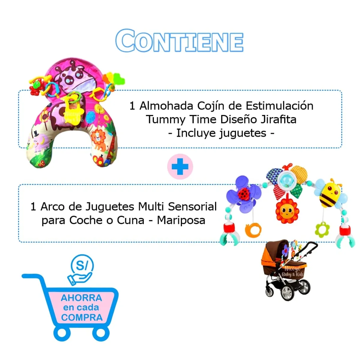 HUANGER - Pack Niña - Arco de Juguetes y Cojín para Tummy Time Rosado