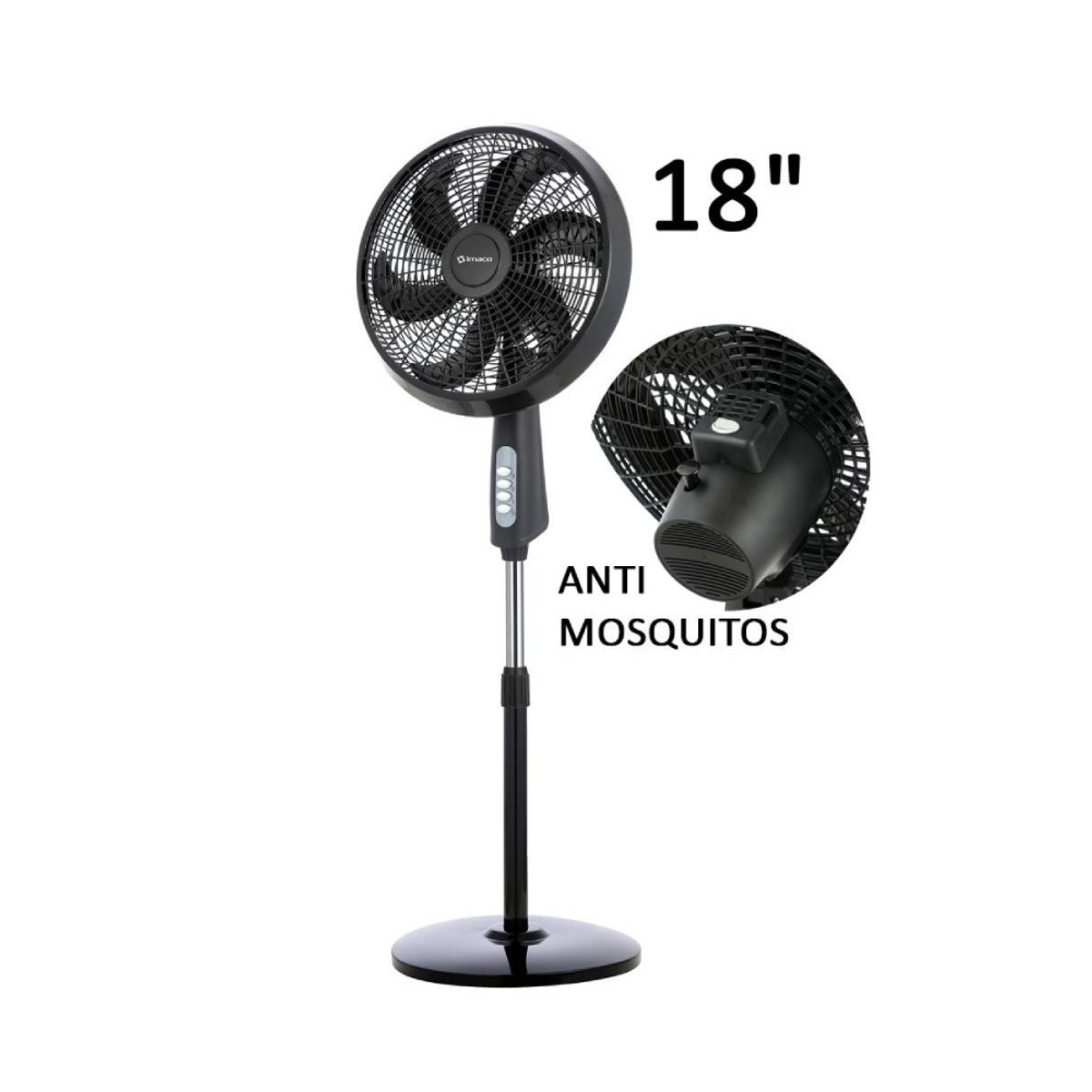 Ventilador Pedestal Imaco 18″ 85W Negro FSM7518MK, marca Imaco - Foto 2
