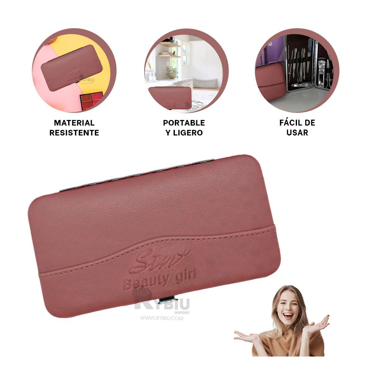 GENERICO - Set Eficiente para Uñas en Color Guinda Y+Papel de Regalo