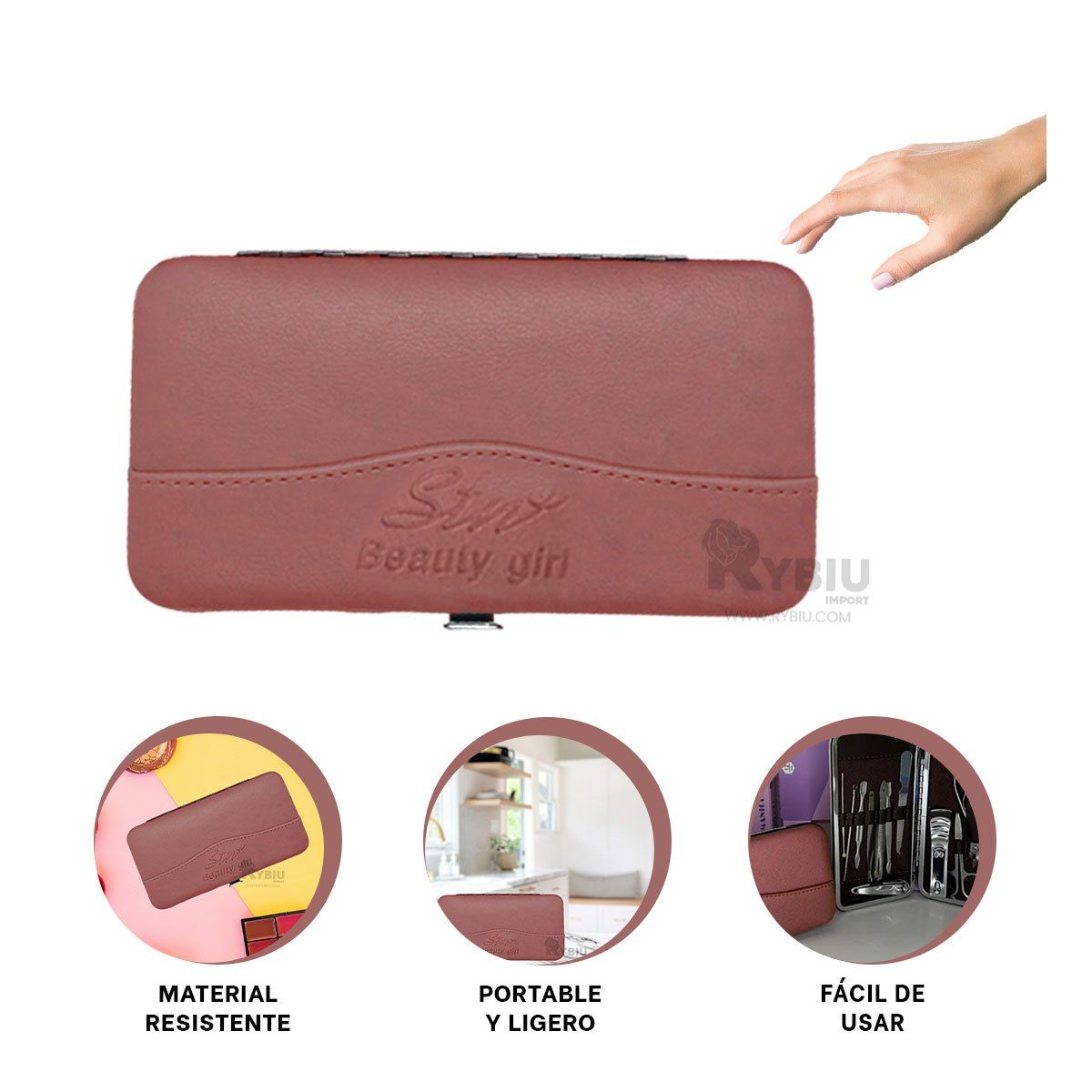 GENERICO - Set Eficiente para Uñas en Color Guinda Y+Papel de Regalo