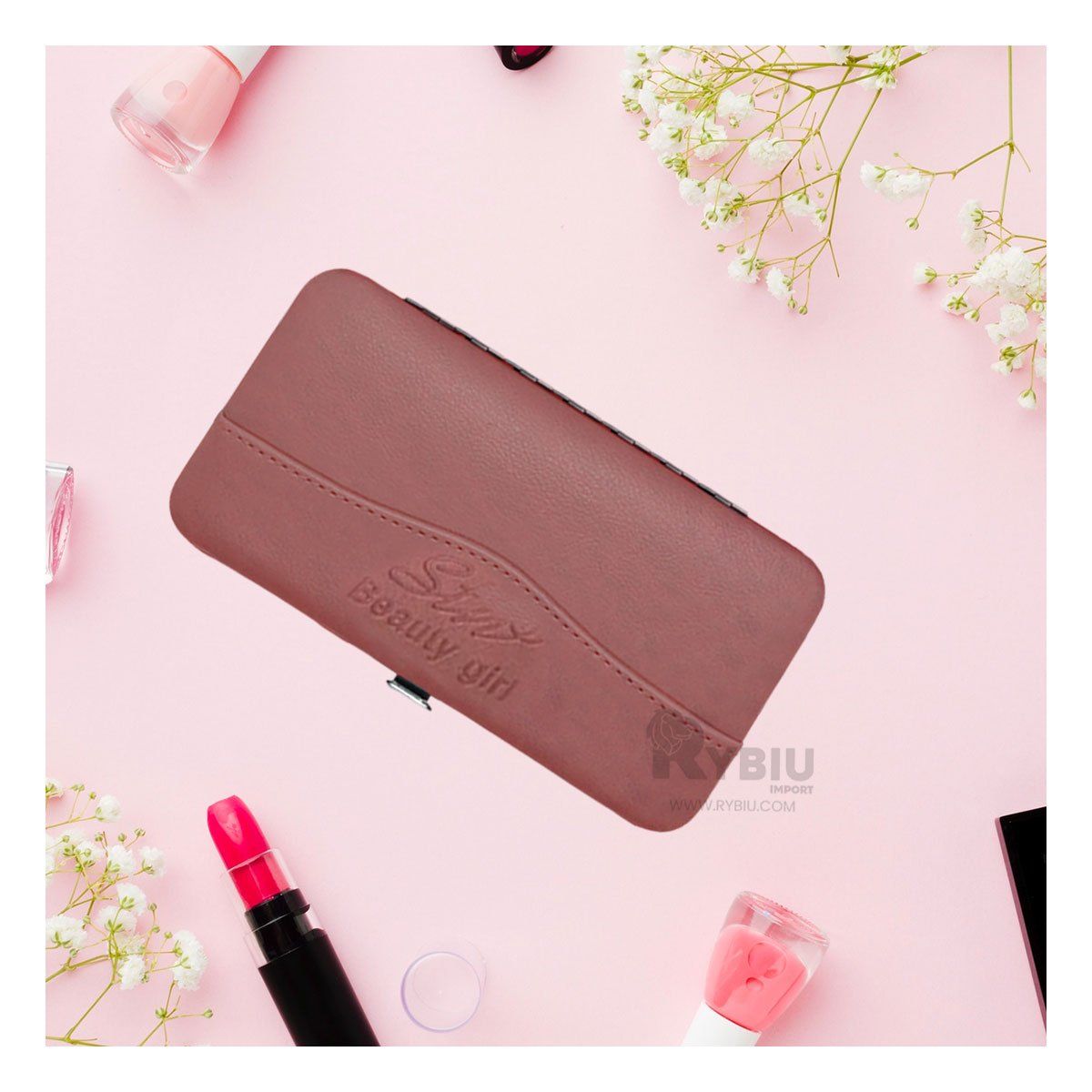 GENERICO - Pack por Piezas para Uñas Tono Guinda Y+Banderitas Adhesivas