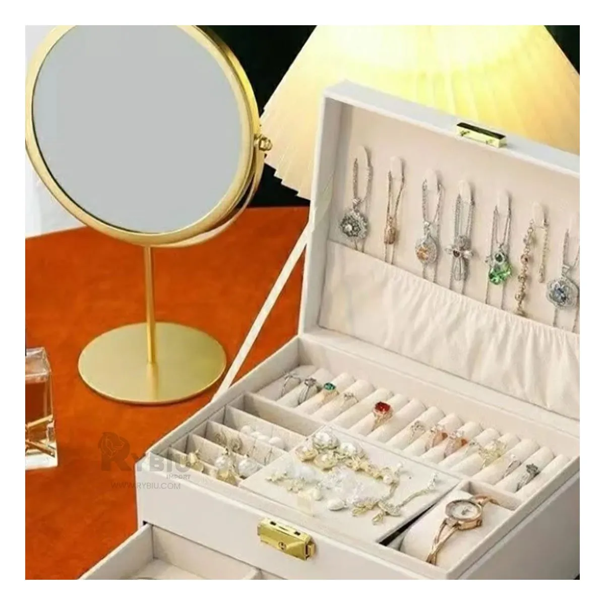 RYBIU IMPORT - Joyero Funcional para Mujeres en Blanco Y+Regalo Agendita