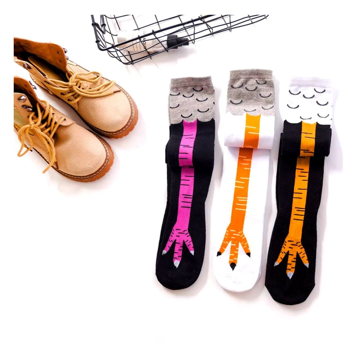 GENERICO - Medias Calcetines Patas de Pollo Gallina Pack x3 pares PREMIUM VIP