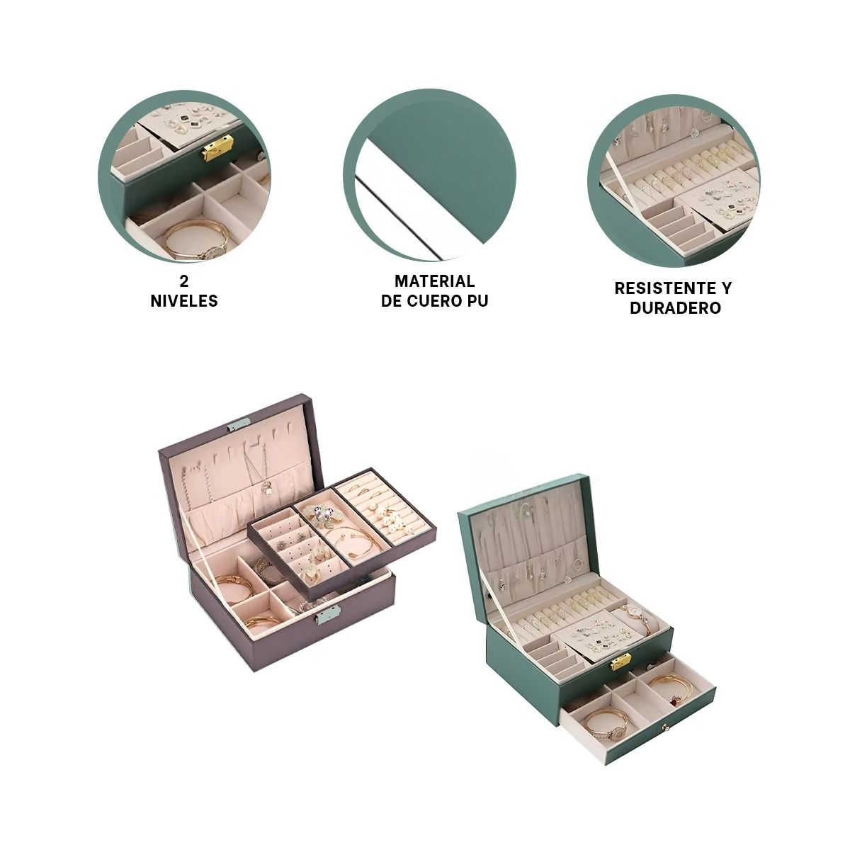 RYBIU IMPORT - Joyero Funcional para Mujeres en Verde Y+Regalo Agendita