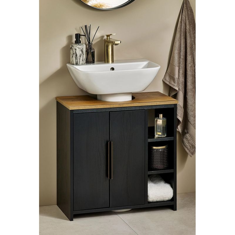 TU MESITA - Mueble de Baño Petra color NegroMarrón TU MESITA