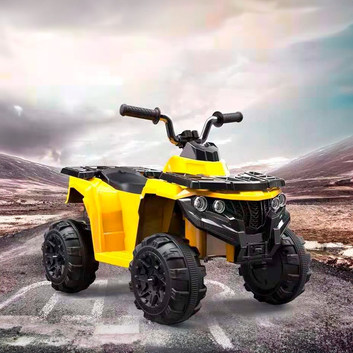 GENERICO - Cuatrimoto Electrica para Niños + Luces Color Amarillo