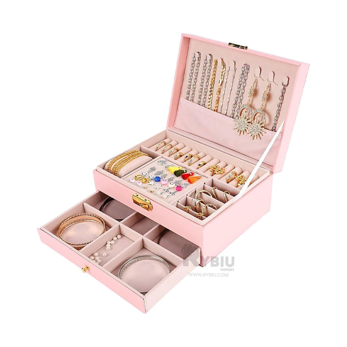 GENERICO - Joyero Funcional para Mujeres en Rosado Y+Regalo Agendita