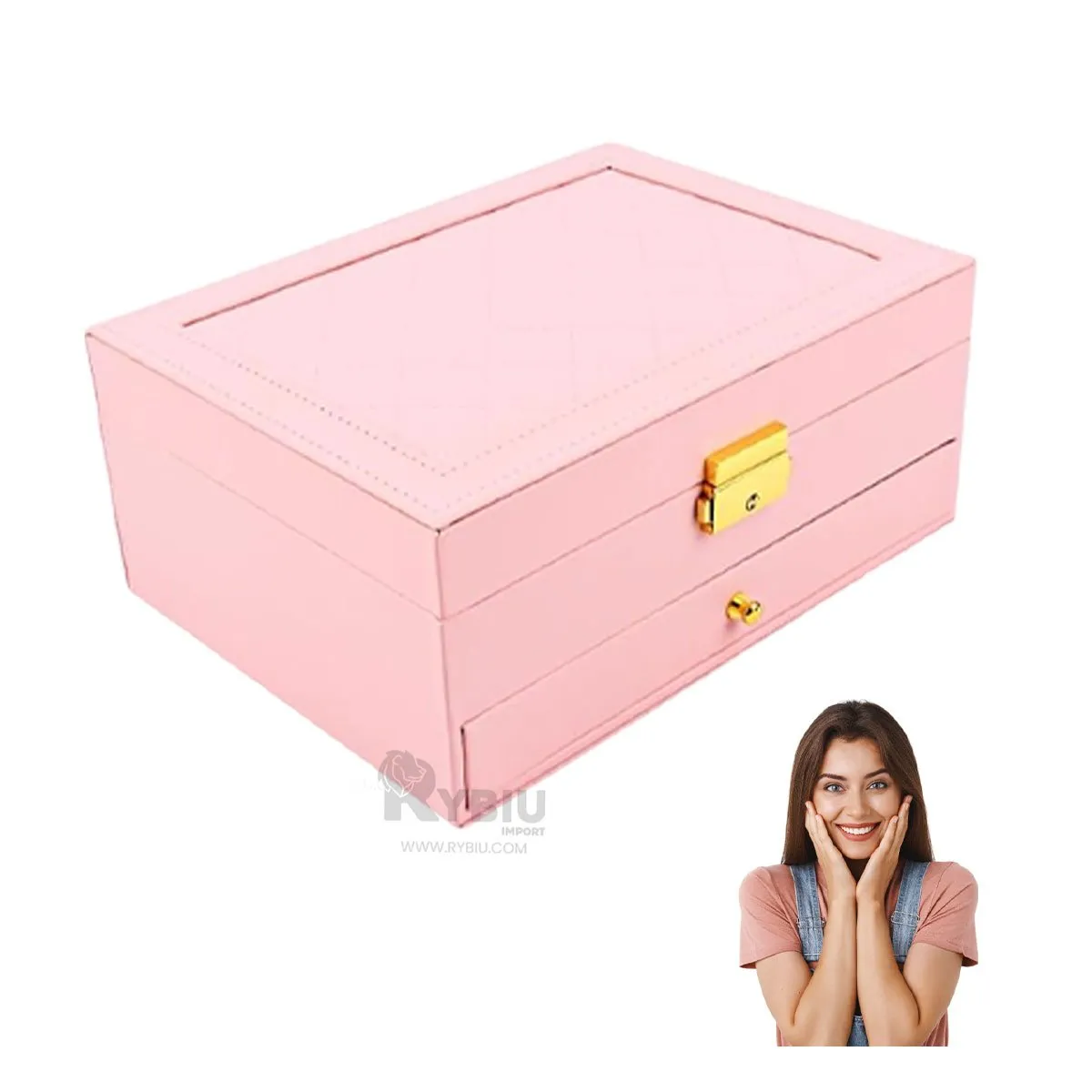 GENERICO - Joyero con Llave para Ocasiones en Rosado Y+Regalo Stickers