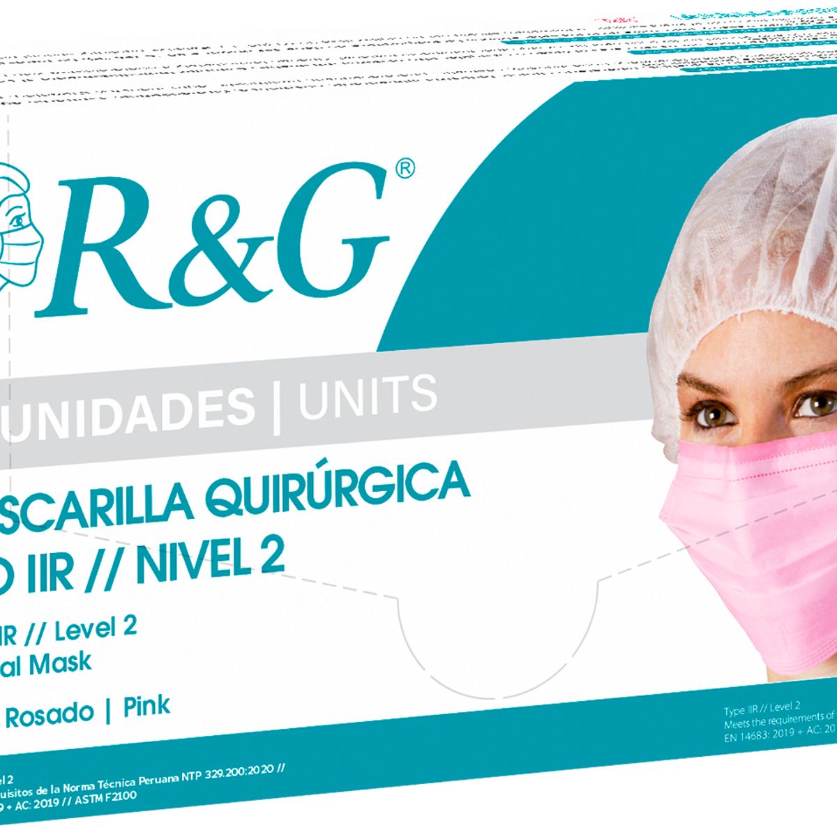R&G - Mascarilla Quirúrgica Descartable Rosada R&G Caja x 50 und