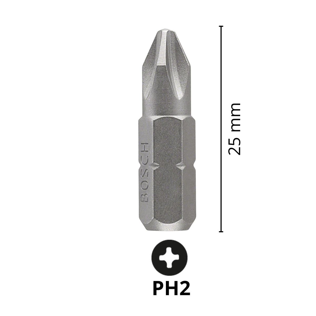 BOSCH - Puntas para Atornillar alta calidad PH2 x25mm / 25 Piezas Bosch 1/4"