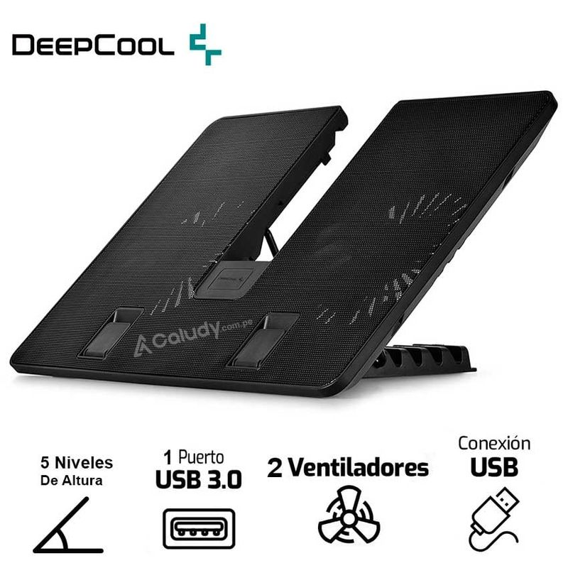 DEEPCOOL - Cooler Para Laptop DEEPCOOL U PAL 9"-15.6" USB 3.0 / 2 Ventiladores