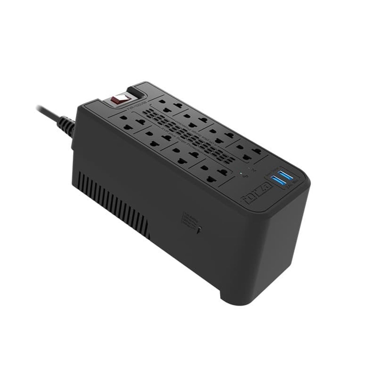 FORZA - Estabilizador de 8 tomas Forza 1200va 600Watts FVR 1222USB