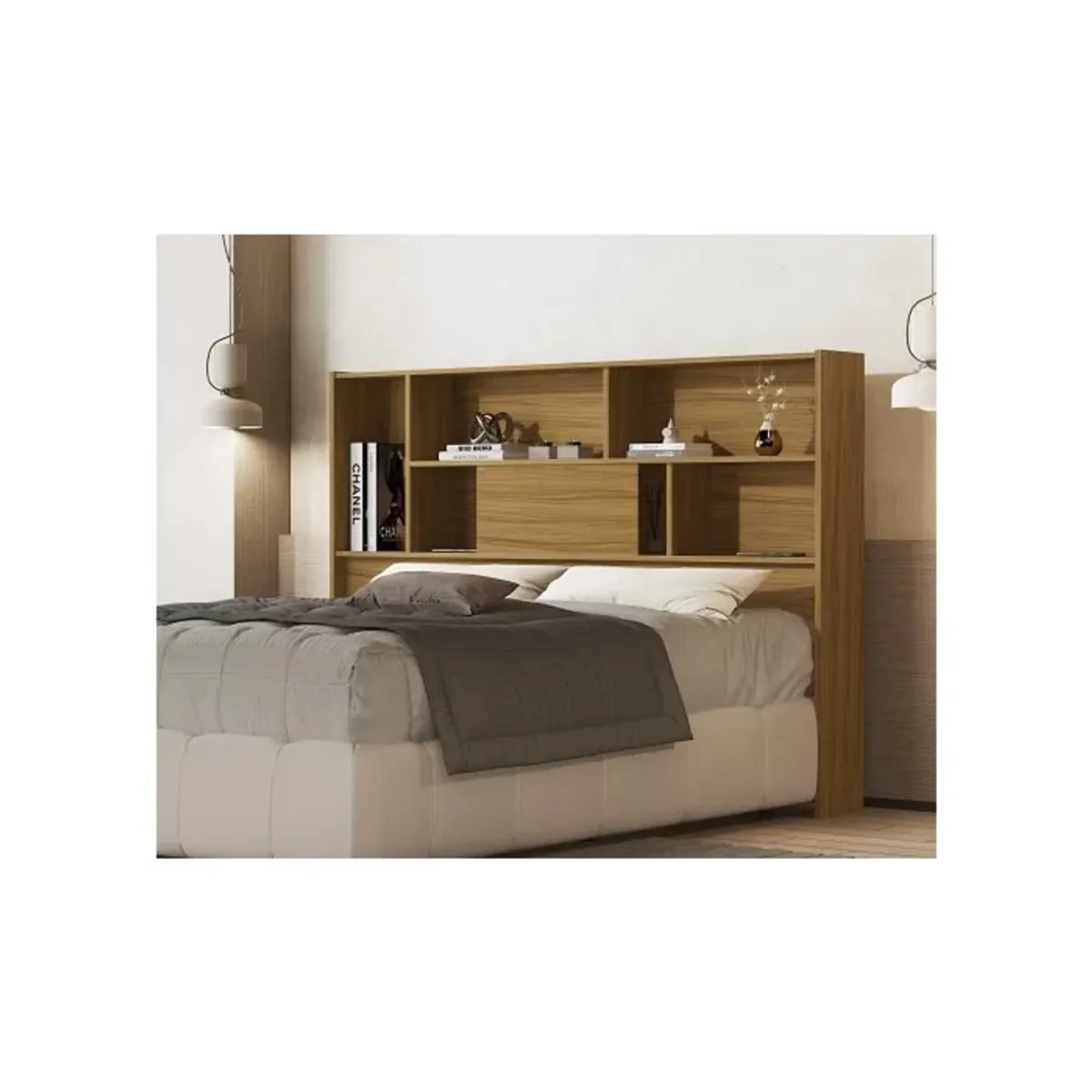 TU MESITA - Cabecera de Cama Ariel con Repisas color Marrón TU MESITA