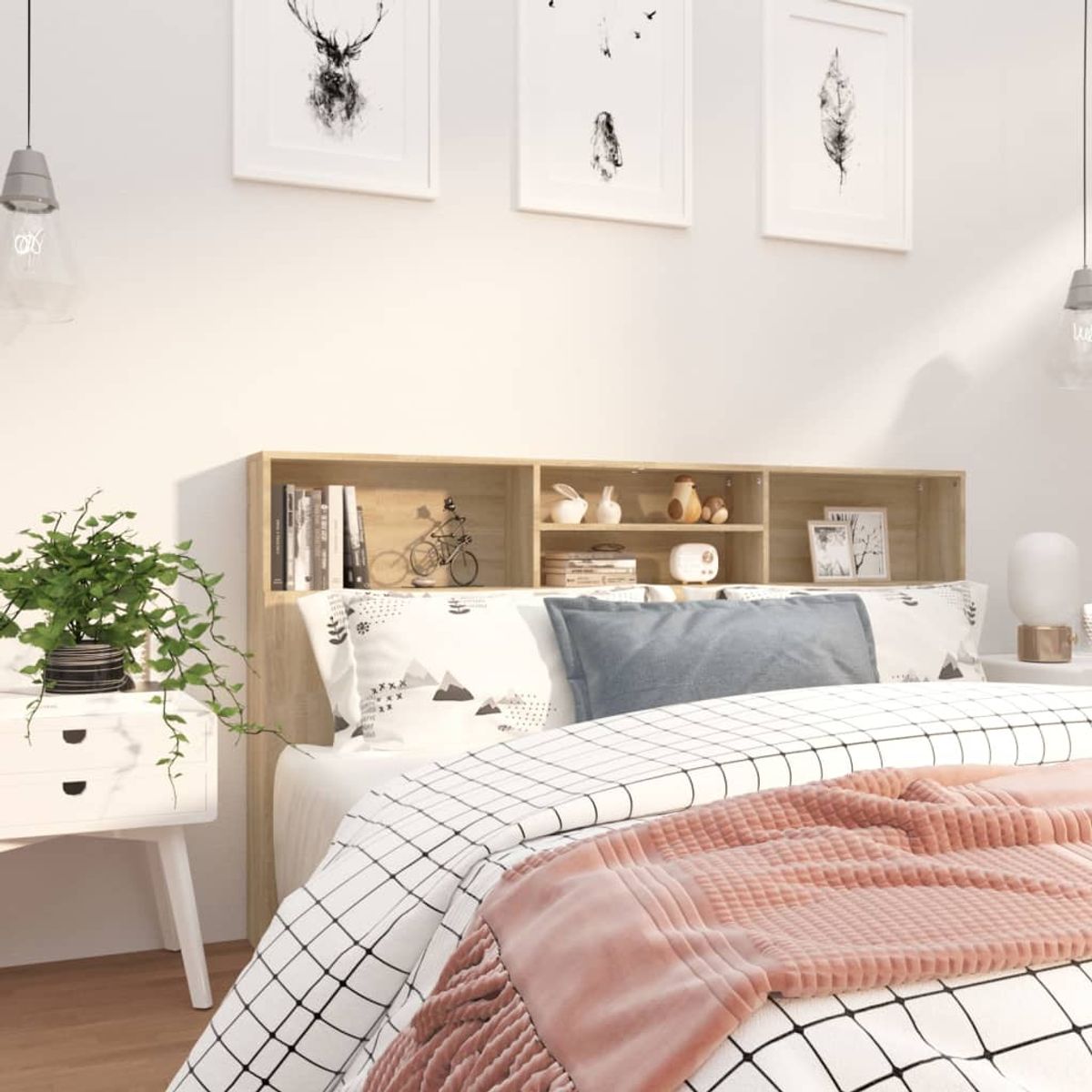 TU MESITA - Cabecera de cama con repisas Denisse color Haya TU MESITA