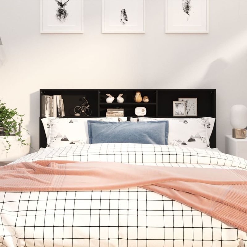 TU MESITA - Cabecera de cama con repisas Denisse color Negro TU MESITA