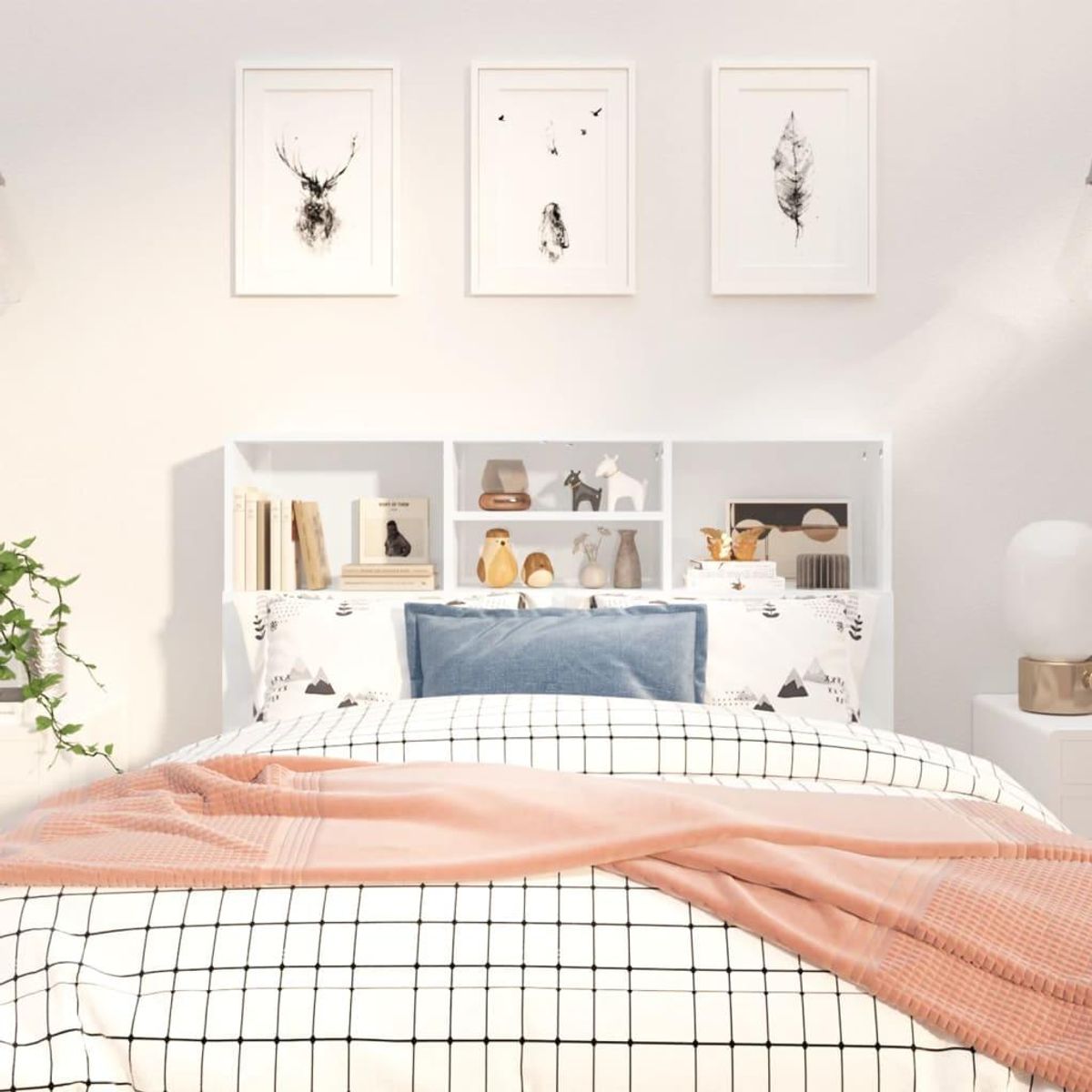 TU MESITA - Cabecera Moderna Kendra con organizador color Blanco TU MESITA