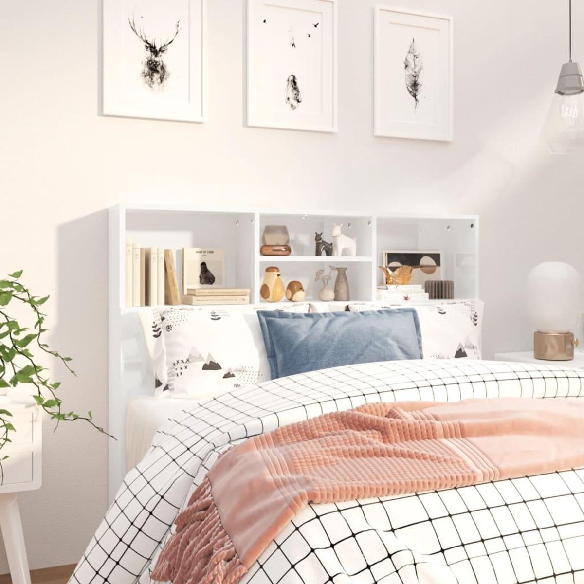 TU MESITA - Cabecera Moderna Kendra con organizador color Blanco TU MESITA