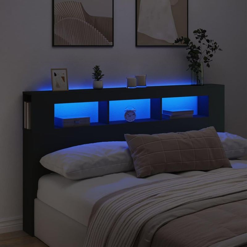 TU MESITA - Cabecera Moderna Malú con luz LED color negro TU MESITA