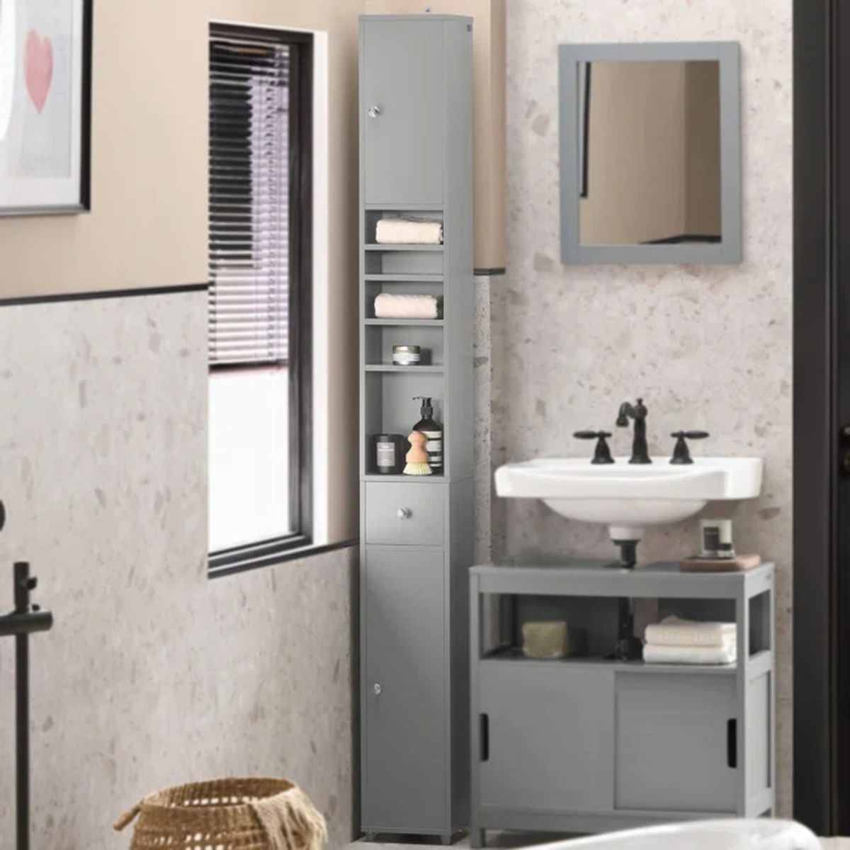 TU MESITA - Mueble Auxiliar de Baño Rossy color Gris TU MESITA