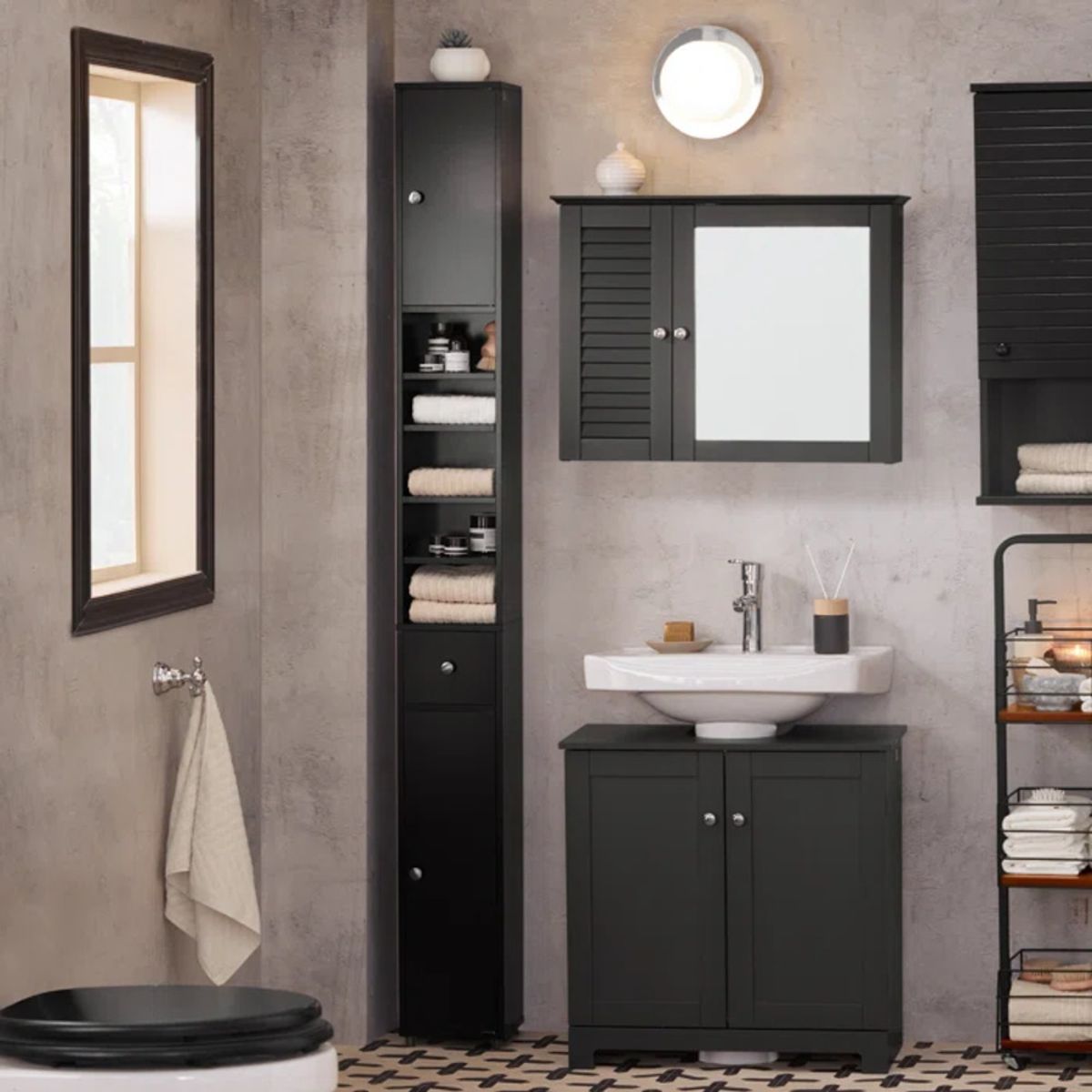 TU MESITA - Mueble Auxiliar de Baño Rossy color Negro TU MESITA