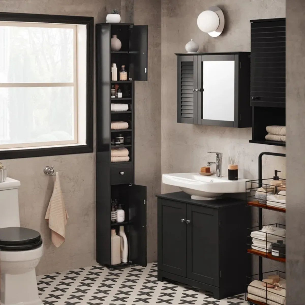 TU MESITA - Mueble Auxiliar de Baño Rossy color Negro TU MESITA