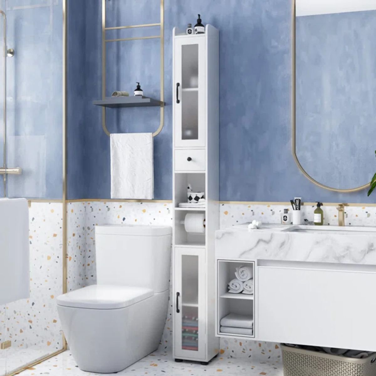TU MESITA - Mueble Auxiliar de Baño Vertical Adonai color Blanco TU MESITA