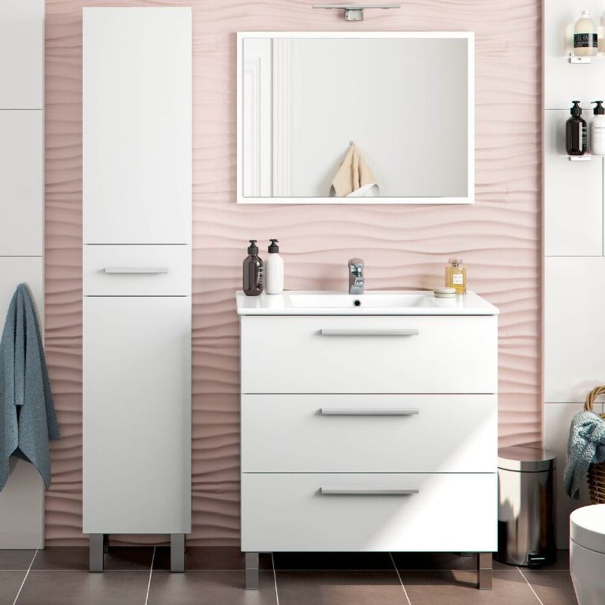 TU MESITA - Mueble de Baño Nexus color Blanco 2 puertas 1 cajón TU MESITA