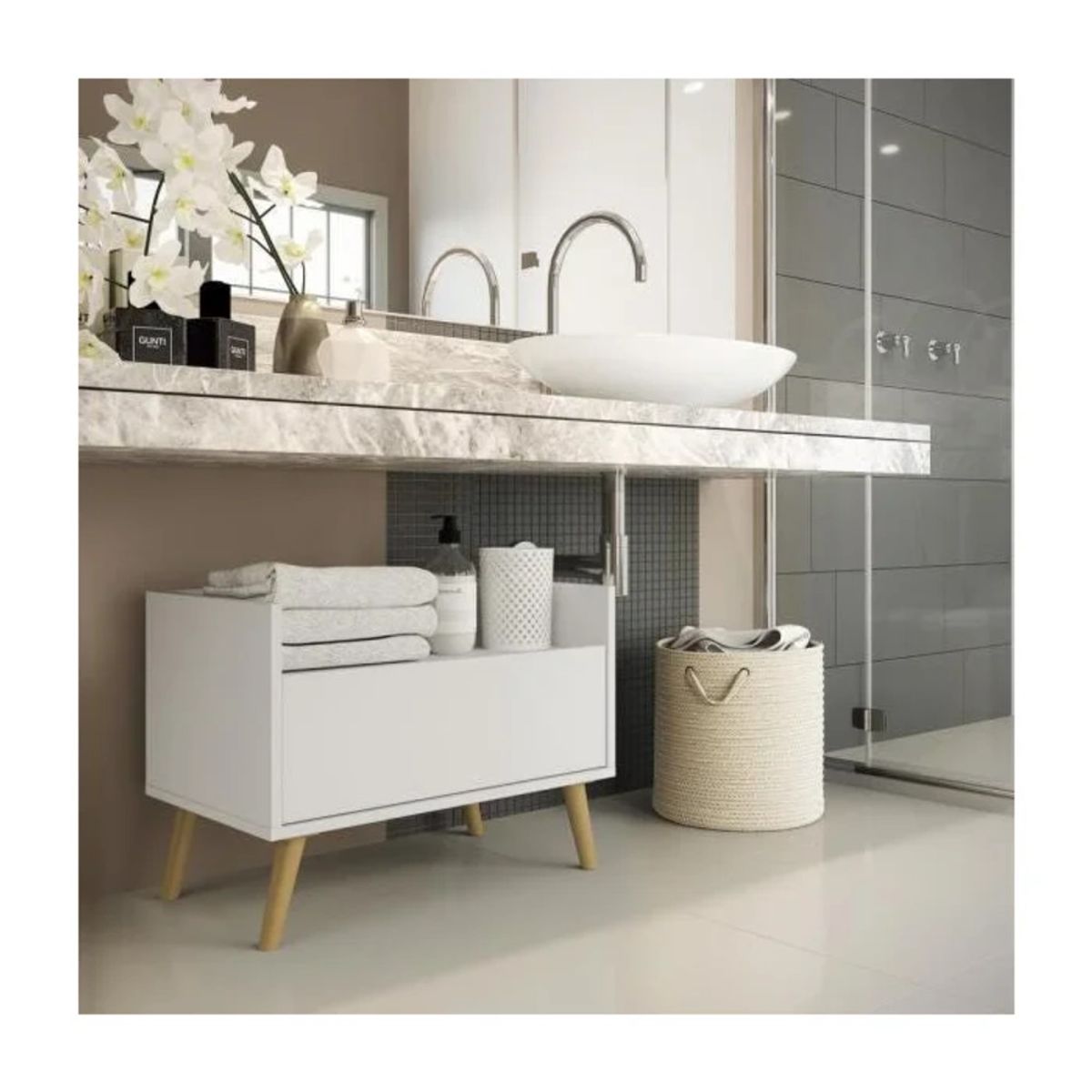 TU MESITA - Mueble de Baño Stella color Blanco 1 cajón TU MESITA
