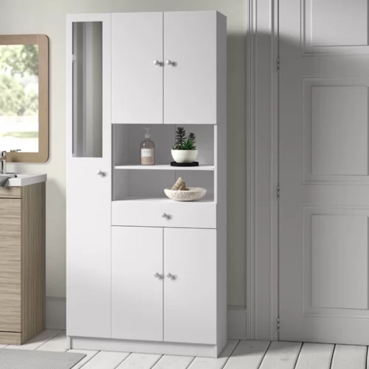 TU MESITA - Mueble Organizador de Baño con Espejo Alto 180cm