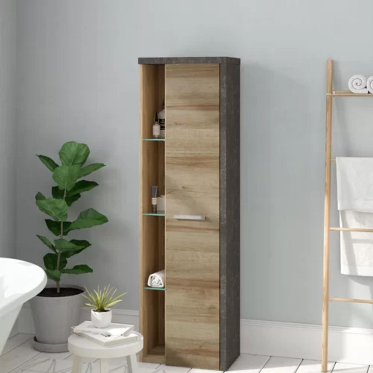 TU MESITA - Mueble Organizador de Baño Moderno Alicia Marrón