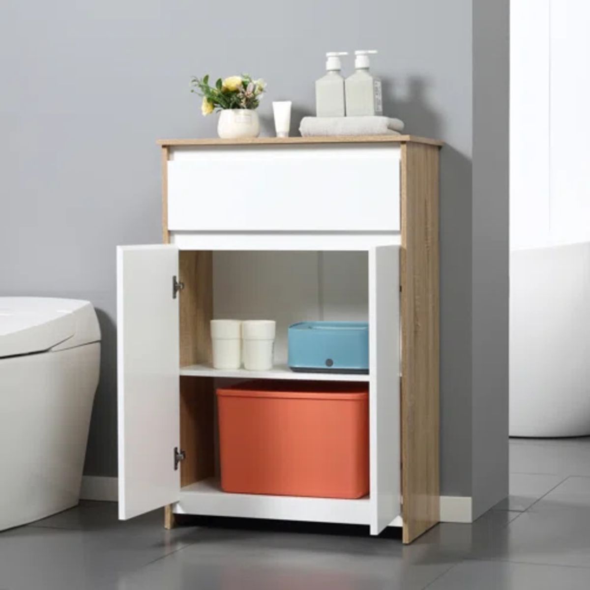 TU MESITA - Mueble Organizador de Baño Nórdico 60cm