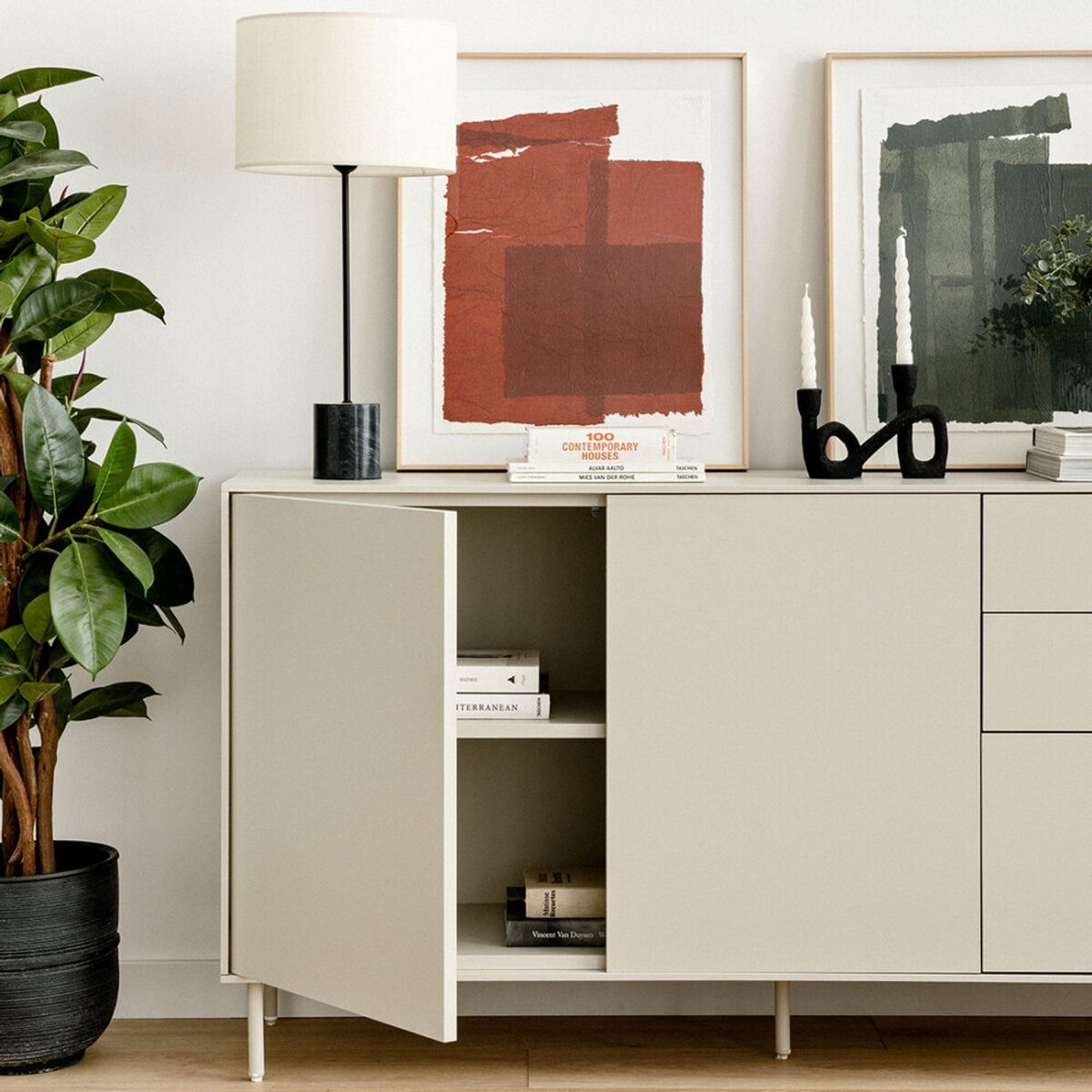 GENERICO - Aparador Minimalista Reiko Beige Claro R&R MUEBLES